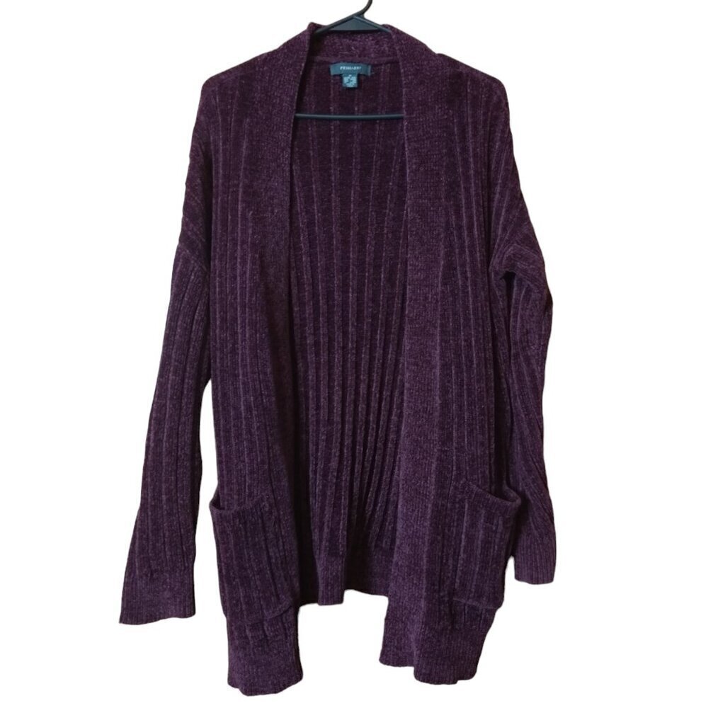 Primark Long Sleeve Open Front Burgundy Cardigan Sweater Size Medium
